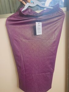 Metallic Purple Twist Front Midi Skirt