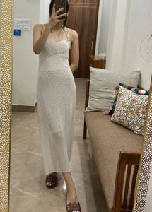 Off White Chic Polka Dot Maxi Dress
