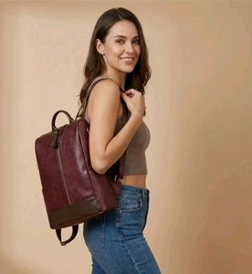 100%PURE PREMIUM Vegan Leather Maroon Backpack