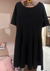 Classic Black V-Neck A-Line Skater Dress