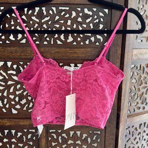 Zara Brand New Celeb Style Lace Correct Crop Top