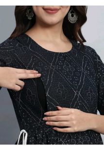 Stylish Black Bandhani Print Kurta