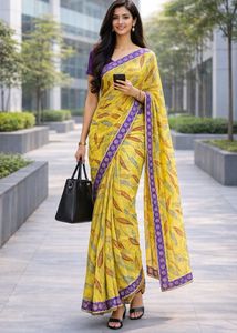 yellow leafs saree listing 1