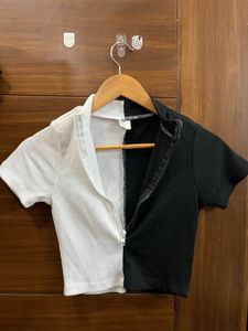 Black and White Zip-up top