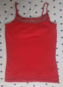 Sparkly Red Cami Top with inbuilt Bra