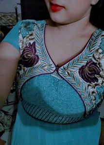 Stunning Blue Anarkali Gown with Embroidery