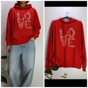 Red 'Love' Hoodie (Tshirt fabric)