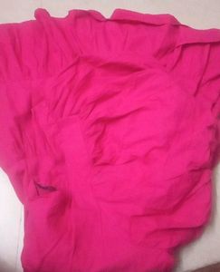Vibrant Pink Puff Sleeve Tiered Dress