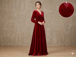 Elegant Red Velvet Evening Gown