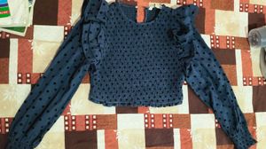 Cute Polka Dot Smocked Crop Top