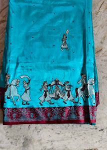 Beautiful Teal Saree with Mughal Motifs