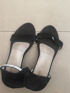 Black Suede Block Heel Sandals