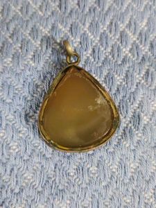 Aqeeq Yemeni Yellow Stone Pendant In Pure Copper
