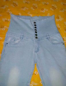 High-Waisted Light Wash Denim Jeans