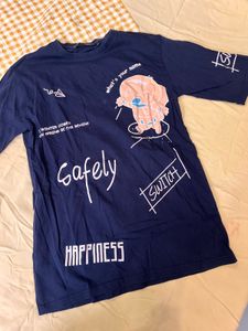 Navy Blue Graphic Print T-Shirt