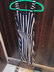 Girls Striped Dress with Flamingo Applique