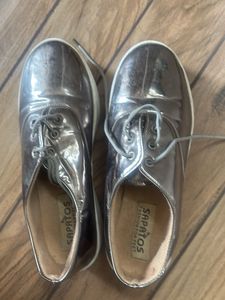 Shiny Metallic Lace-Up Shoes