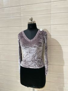 Y2K Velvet V-Neck Long Sleeve Top