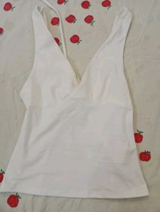 White V-Neck Tank Top