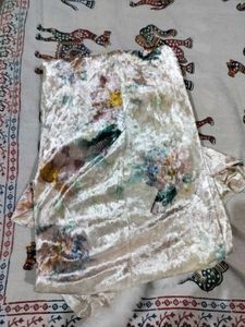 Korean Velvet Floral Bodycon Midi Dress Size M |