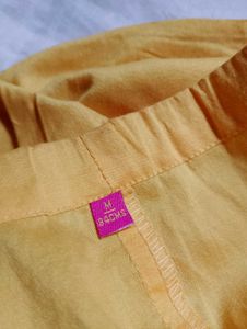 Red Kurta with Golden Stripes and Kuchi Pa