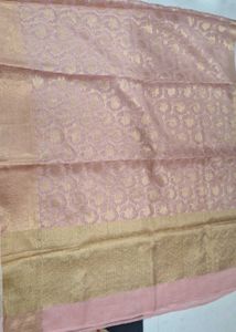 Elegant Pink Saree with Gold Border