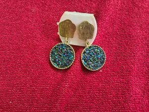 Stunning Blue Druzy Round Earrings