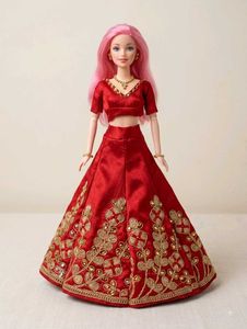Red Embroidered Lehenga Choli Set