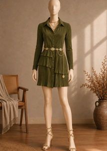 🫒 Olive Vintage Glam Shirt Dress