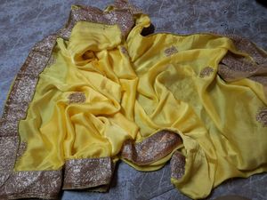 Yellow Embroidered Saree