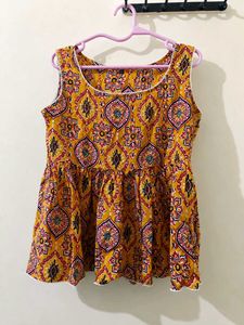 Vibrant Yellow Ethnic Kurti Top