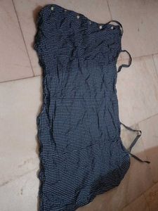 Blue Gingham Button-Up Crop Top