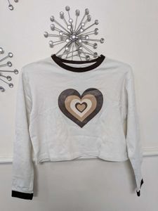 Cute Heart Graphic Cropped Long Sleeve Top