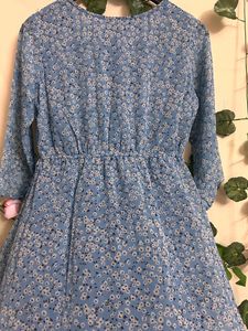 Blue Floral Print Maxi Dress