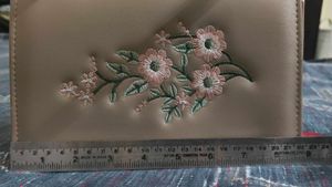 Embroidered Chain Handle Handbag