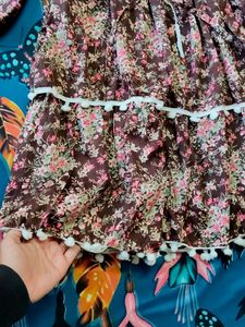 Floral Print Dress with Pom-Pom Detail