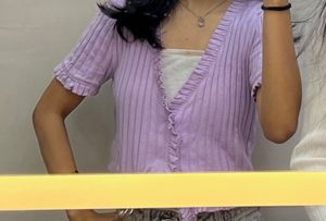 Cute  Ribbed Button-Up Crop Top