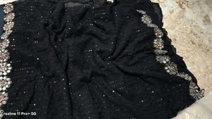 party wear mirror work saree