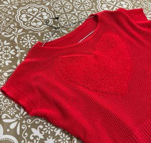 Red Knit Heart Top