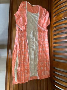 Aurelia  Peach sequin neck Kurta top