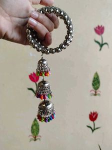 Chunky Silver Jhumka Bracelet