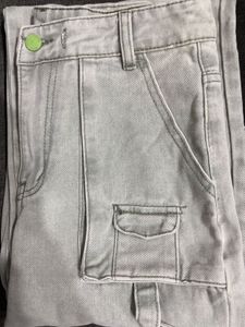 Light Grey Denim Cargo Pants