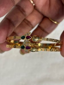 Beautiful Gold Plated Bangles with Gems