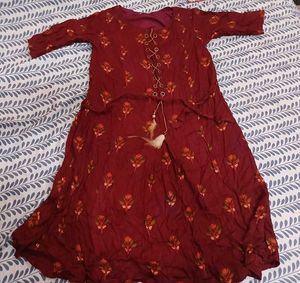 Maroon Floral Print Dress