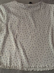 Cute Floral Ribbed Top