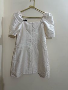 (Offer Price )off White Puff Sleeve Mini Dress