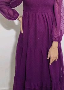 Elegant Purple Chiffon Tiered Dress