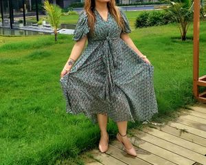 Boho Chic Teal Floral Maxi Dress (fix price)