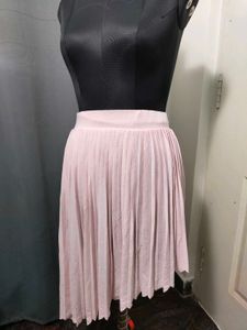 Pink Pleated Asymmetrical Skirt