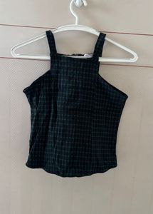 Green Plaid Crop Top